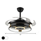 Macaron Circular 4 Blades Semi Flush Ceiling Light Acrylic Dining Room LED Hanging Fan Lamp, 20" Wide Clearhalo 'Ceiling Fans with Lights' 'Ceiling Fans' 'Modern Ceiling Fans' 'Modern' Lighting' 1983177