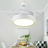 Drum Acrylic 4-Blade Hanging Fan Lamp Contemporary LED White Semi Flush Mount, 20" Wide Clearhalo 'Ceiling Fans with Lights' 'Ceiling Fans' 'Modern Ceiling Fans' 'Modern' Lighting' 1983182