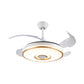 Simple Circle 4 Blades Semi Flush Ceiling Light Acrylic Living Room LED Pendant Fan Lamp in White, 16" Wide Clearhalo 'Ceiling Fans with Lights' 'Ceiling Fans' 'Modern Ceiling Fans' 'Modern' Lighting' 1983206