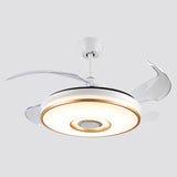 Simple Circle 4 Blades Semi Flush Ceiling Light Acrylic Living Room LED Pendant Fan Lamp in White, 16" Wide Clearhalo 'Ceiling Fans with Lights' 'Ceiling Fans' 'Modern Ceiling Fans' 'Modern' Lighting' 1983207