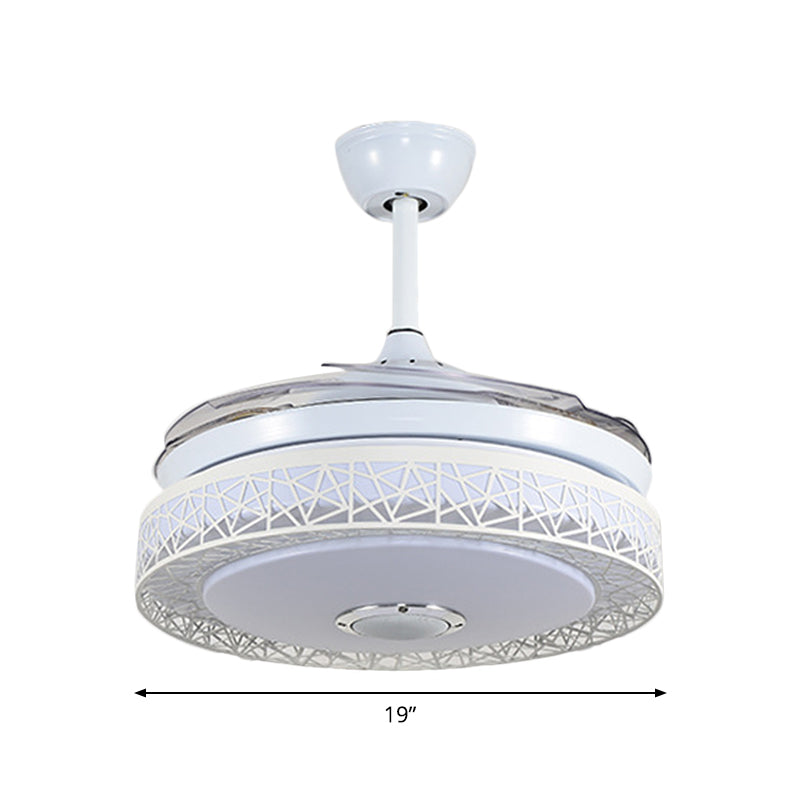 4 Blades Nest Dining Room Hanging Fan Light Acrylic 19" Wide LED Nordic Semi Flush in White Clearhalo 'Ceiling Fans with Lights' 'Ceiling Fans' 'Modern Ceiling Fans' 'Modern' Lighting' 1983214