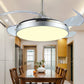 4 Blades Drum Acrylic Ceiling Fan Light Modern LED White Semi Flush Mount, 19" Wide Clearhalo 'Ceiling Fans with Lights' 'Ceiling Fans' 'Modern Ceiling Fans' 'Modern' Lighting' 1983222