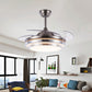 19" Wide 2-Tier Semi Flush Mount Simplicity Acrylic LED Silver Pendant Fan Light Fixture with 4 Blades Clearhalo 'Ceiling Fans with Lights' 'Ceiling Fans' 'Modern Ceiling Fans' 'Modern' Lighting' 1983233