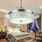 19" Wide Nordic Drum Pendant Fan Light Crystal Encrusted Living Room LED Semi Flush Mount in Silver with 4 Blades Clearhalo 'Ceiling Fans with Lights' 'Ceiling Fans' 'Modern Ceiling Fans' 'Modern' Lighting' 1983256