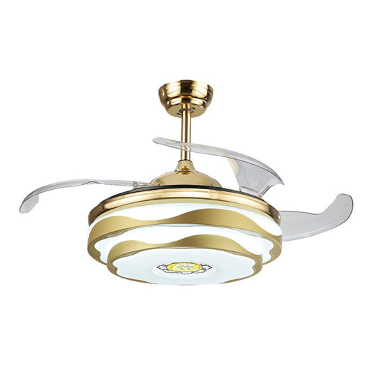 Acrylic Petal Semi Flush Mount Contemporary 19" Wide LED Pendant Fan Lamp Fixture in Gold, 4 Blades Clearhalo 'Ceiling Fans with Lights' 'Ceiling Fans' 'Modern Ceiling Fans' 'Modern' Lighting' 1983281