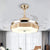 4-Blade LED Bedroom Pendant Fan Light Modern Gold Semi Mount Lighting with Petal Acrylic Shade, 19" Wide Gold Clearhalo 'Ceiling Fans with Lights' 'Ceiling Fans' 'Modern Ceiling Fans' 'Modern' Lighting' 1983298