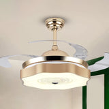 4-Blade LED Bedroom Pendant Fan Light Modern Gold Semi Mount Lighting with Petal Acrylic Shade, 19" Wide Clearhalo 'Ceiling Fans with Lights' 'Ceiling Fans' 'Modern Ceiling Fans' 'Modern' Lighting' 1983299