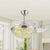 Modernism 19" Wide LED Semi Flush Ceiling Light Silver Bowl 4 Blades Pendant Fan Lamp Fixture with Crystal Embedded Shade Silver Clearhalo 'Ceiling Fans with Lights' 'Ceiling Fans' 'Modern Ceiling Fans' 'Modern' Lighting' 1983310