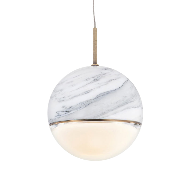 Globe/Cone Marble LED Pendant Light Kit Designer Black/White/Green Hanging Lamp Fixture for Living Room Clearhalo 'Ceiling Lights' 'Modern Pendants' 'Modern' 'Pendant Lights' 'Pendants' Lighting' 1983515