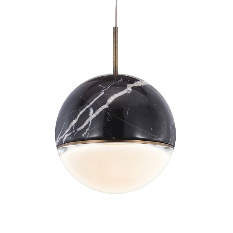 Globe/Cone Marble LED Pendant Light Kit Designer Black/White/Green Hanging Lamp Fixture for Living Room Clearhalo 'Ceiling Lights' 'Modern Pendants' 'Modern' 'Pendant Lights' 'Pendants' Lighting' 1983518