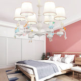 Kids Lovely Tapered Pendant Lights Metal White 6 Lights Chandelier for Girls Bedroom Clearhalo 'Ceiling Lights' 'Chandeliers' Lighting' options 198351