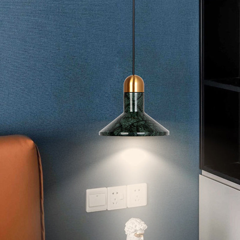 Globe/Cone Marble LED Pendant Light Kit Designer Black/White/Green Hanging Lamp Fixture for Living Room Green B Clearhalo 'Ceiling Lights' 'Modern Pendants' 'Modern' 'Pendant Lights' 'Pendants' Lighting' 1983520