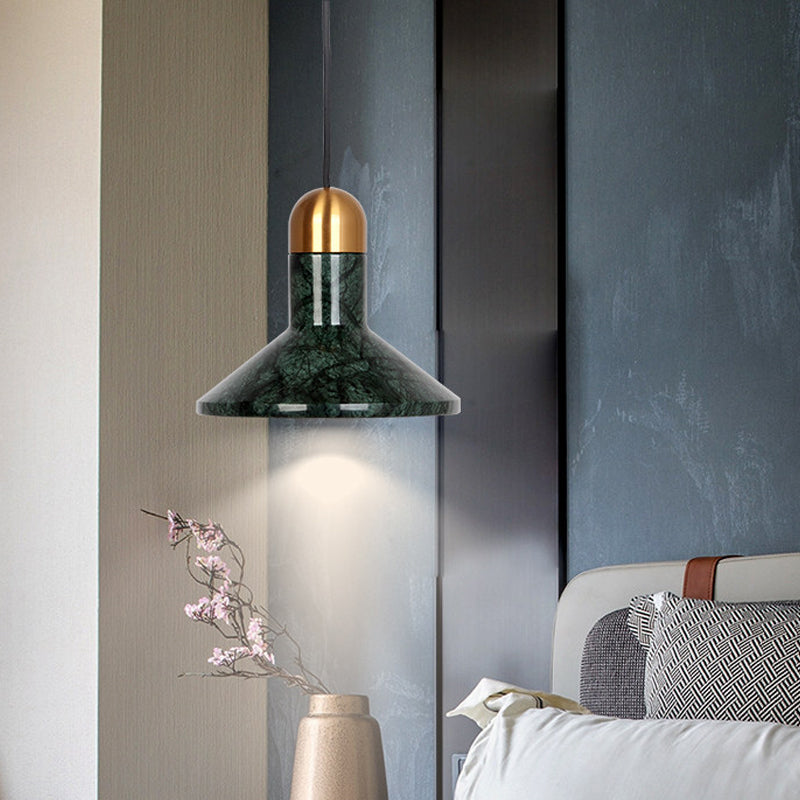 Globe/Cone Marble LED Pendant Light Kit Designer Black/White/Green Hanging Lamp Fixture for Living Room Clearhalo 'Ceiling Lights' 'Modern Pendants' 'Modern' 'Pendant Lights' 'Pendants' Lighting' 1983521