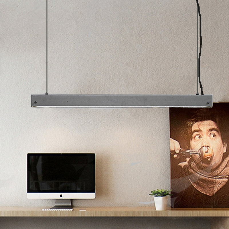 Grey Linear Pendant Lighting Fixture Simplicity Cement 1 Head Dining Room Ceiling Hang Lamp Grey Clearhalo 'Ceiling Lights' 'Industrial Pendants' 'Industrial' 'Middle Century Pendants' 'Pendant Lights' 'Pendants' 'Tiffany' Lighting' 1983534