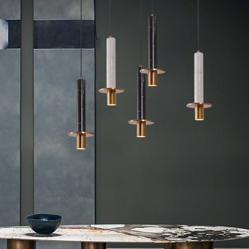 Sword Pendant Ceiling Light Designer Marble Dining Room LED Hanging Lamp in Black/White/Beige and Brass Clearhalo 'Ceiling Lights' 'Modern Pendants' 'Modern' 'Pendant Lights' 'Pendants' Lighting' 1983544