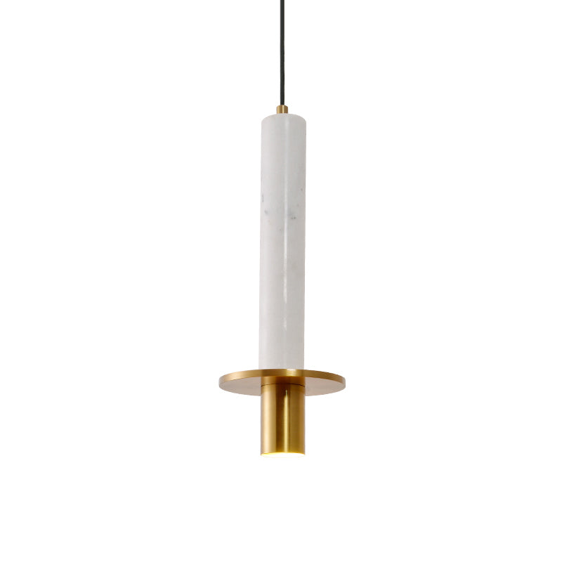 Sword Pendant Ceiling Light Designer Marble Dining Room LED Hanging Lamp in Black/White/Beige and Brass White Clearhalo 'Ceiling Lights' 'Modern Pendants' 'Modern' 'Pendant Lights' 'Pendants' Lighting' 1983545