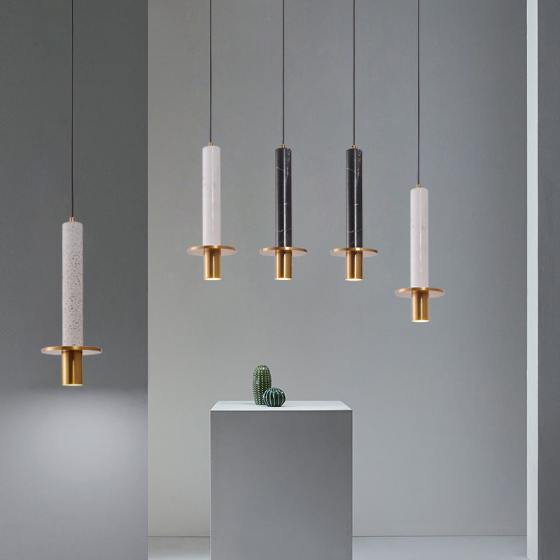 Sword Pendant Ceiling Light Designer Marble Dining Room LED Hanging Lamp in Black/White/Beige and Brass Clearhalo 'Ceiling Lights' 'Modern Pendants' 'Modern' 'Pendant Lights' 'Pendants' Lighting' 1983546