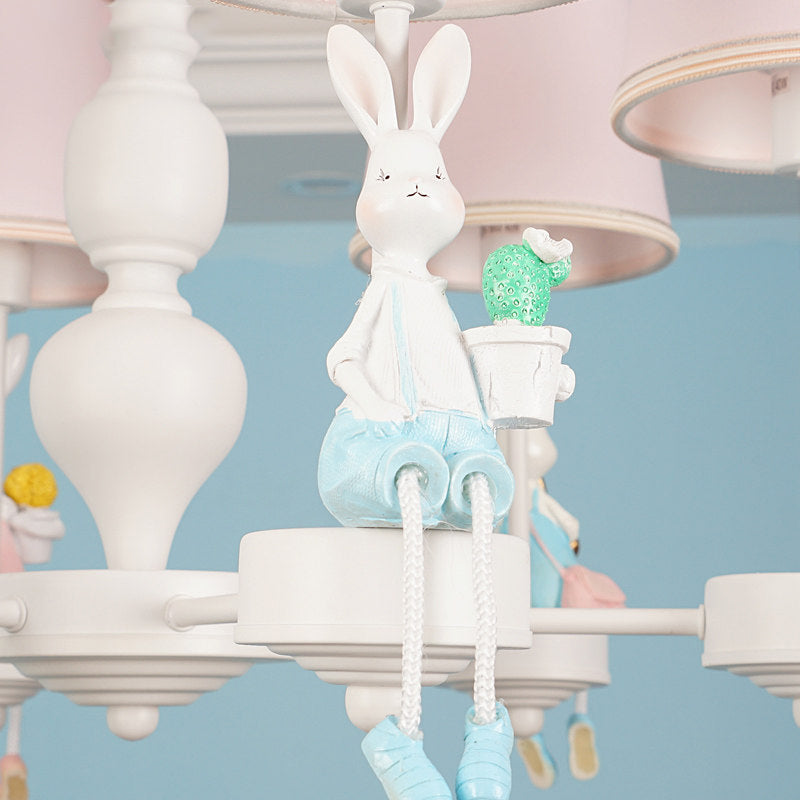 Kids Lovely Tapered Pendant Lights Metal White 6 Lights Chandelier for Girls Bedroom Clearhalo 'Ceiling Lights' 'Chandeliers' Lighting' options 198355