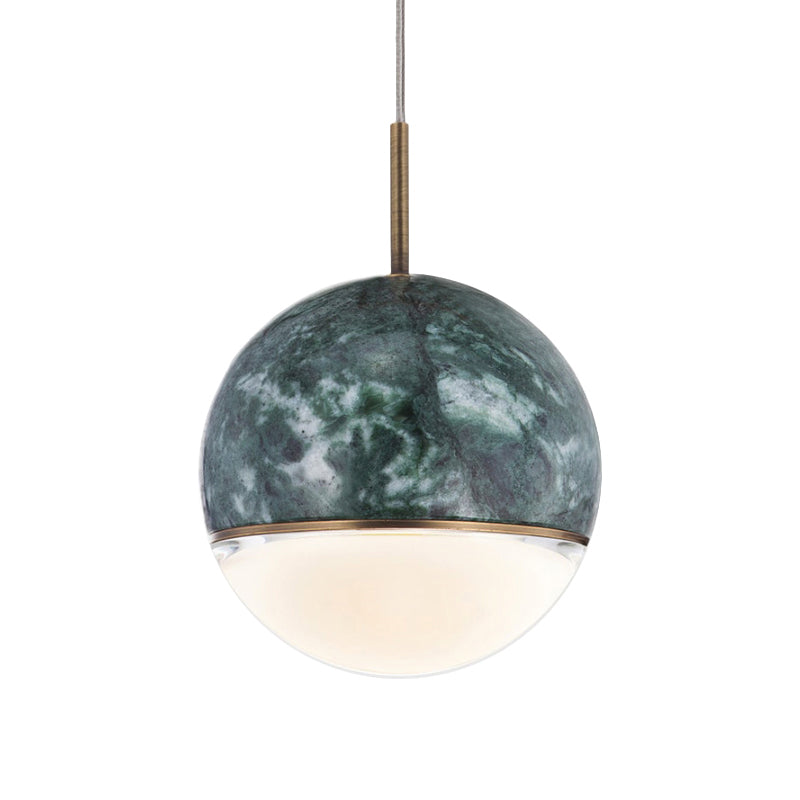 Spherical Dining Room Hanging Light Marble 1 Bulb 4"/6" Wide Nordic Down Lighting Pendant in Black/White/Green Clearhalo 'Ceiling Lights' 'Modern Pendants' 'Modern' 'Pendant Lights' 'Pendants' Lighting' 1983551