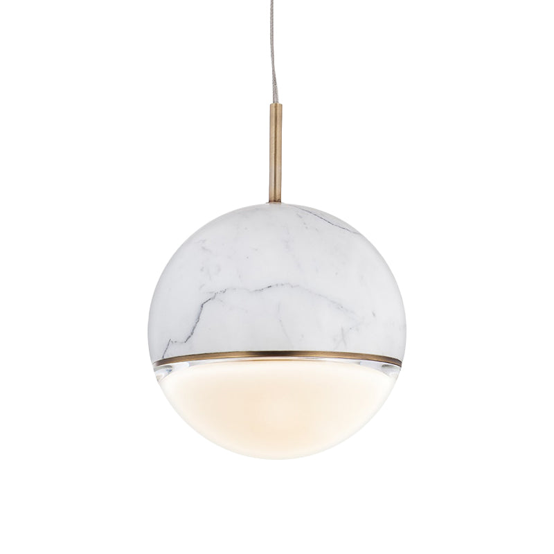 Spherical Dining Room Hanging Light Marble 1 Bulb 4"/6" Wide Nordic Down Lighting Pendant in Black/White/Green Clearhalo 'Ceiling Lights' 'Modern Pendants' 'Modern' 'Pendant Lights' 'Pendants' Lighting' 1983555