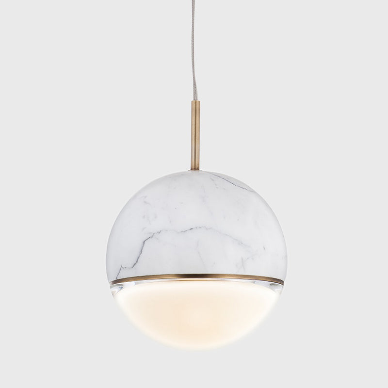 Spherical Dining Room Hanging Light Marble 1 Bulb 4"/6" Wide Nordic Down Lighting Pendant in Black/White/Green Clearhalo 'Ceiling Lights' 'Modern Pendants' 'Modern' 'Pendant Lights' 'Pendants' Lighting' 1983556
