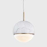 Spherical Dining Room Hanging Light Marble 1 Bulb 4"/6" Wide Nordic Down Lighting Pendant in Black/White/Green Clearhalo 'Ceiling Lights' 'Modern Pendants' 'Modern' 'Pendant Lights' 'Pendants' Lighting' 1983556