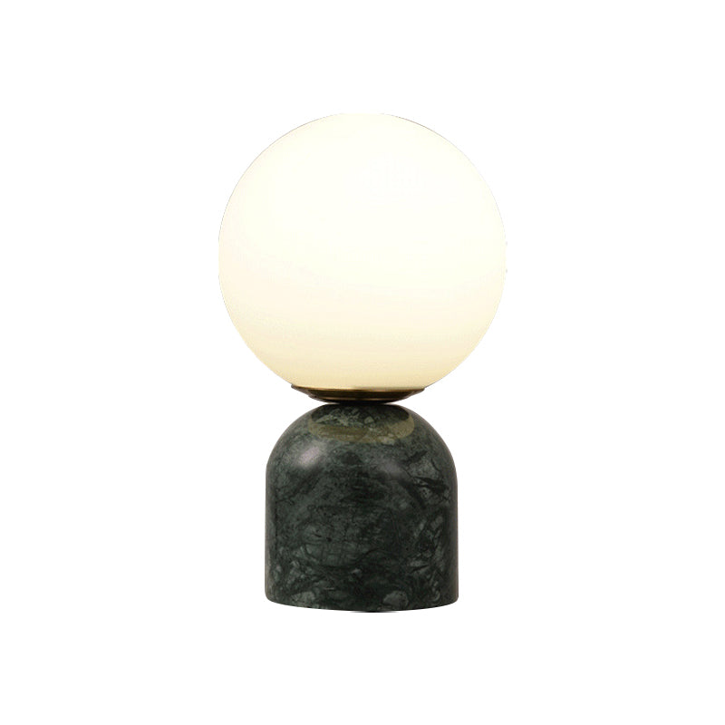 Ball Cream Glass Small Night Lamp Designer 1-Light Green/White/Black Table Light with Dome Marble Base Clearhalo 'Lamps' 'Table Lamps' Lighting' 1983589