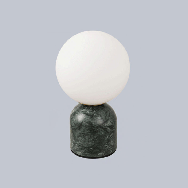 Ball Cream Glass Small Night Lamp Designer 1-Light Green/White/Black Table Light with Dome Marble Base Clearhalo 'Lamps' 'Table Lamps' Lighting' 1983590