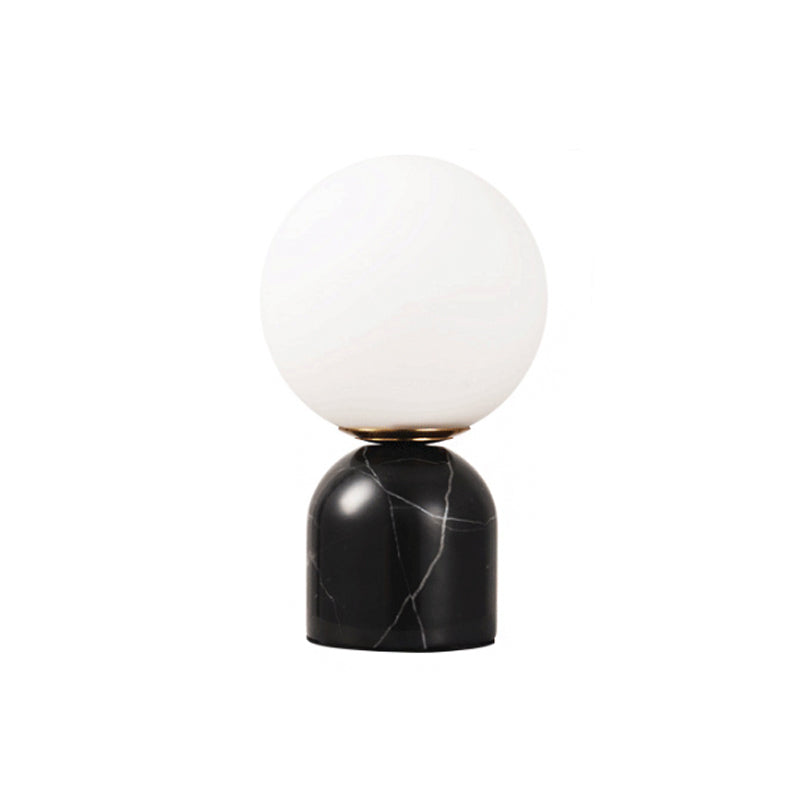 Ball Cream Glass Small Night Lamp Designer 1-Light Green/White/Black Table Light with Dome Marble Base Clearhalo 'Lamps' 'Table Lamps' Lighting' 1983593
