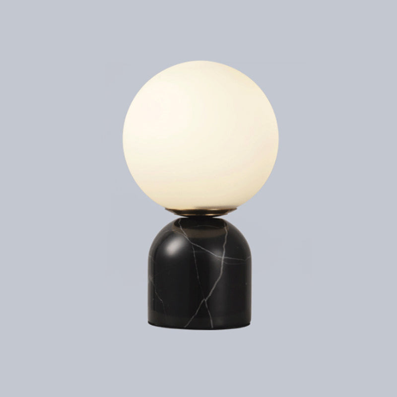 Ball Cream Glass Small Night Lamp Designer 1-Light Green/White/Black Table Light with Dome Marble Base Clearhalo 'Lamps' 'Table Lamps' Lighting' 1983594