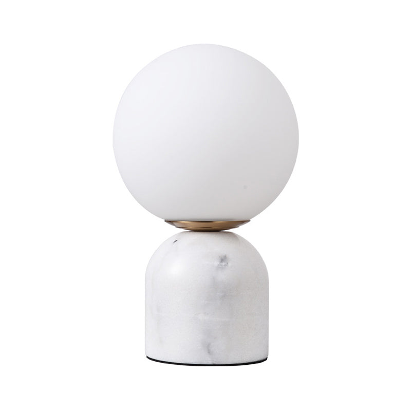 Ball Cream Glass Small Night Lamp Designer 1-Light Green/White/Black Table Light with Dome Marble Base Clearhalo 'Lamps' 'Table Lamps' Lighting' 1983597