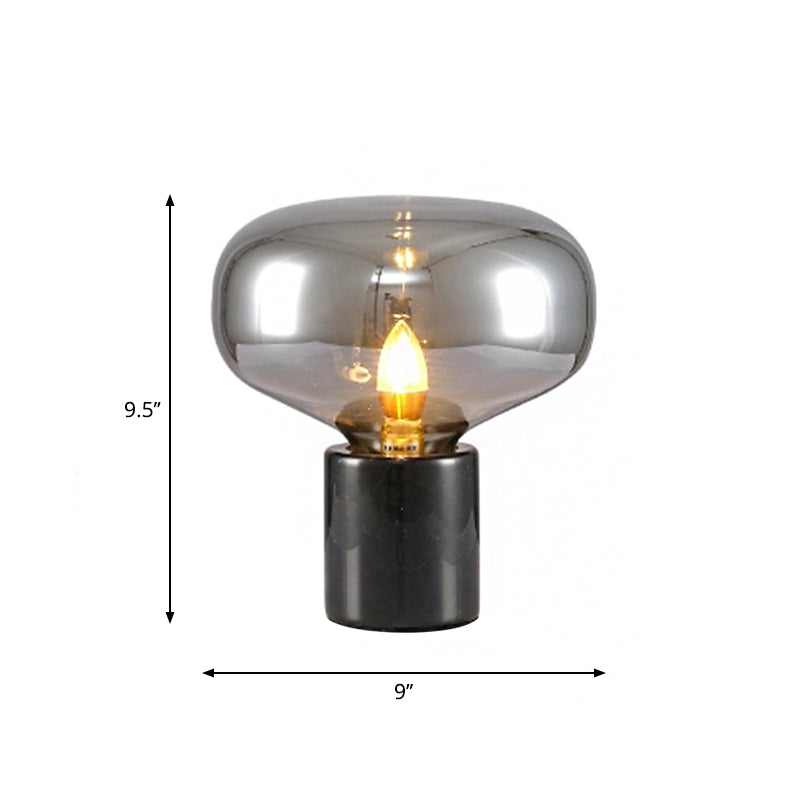 Mirrored Glass Oval Table Lamp Designer 1 Bulb Nightstand Light in Black, 9.5"/13" Width Clearhalo 'Lamps' 'Table Lamps' Lighting' 1983605