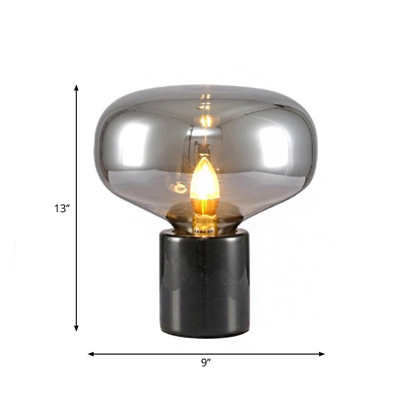 Mirrored Glass Oval Table Lamp Designer 1 Bulb Nightstand Light in Black, 9.5"/13" Width Clearhalo 'Lamps' 'Table Lamps' Lighting' 1983608