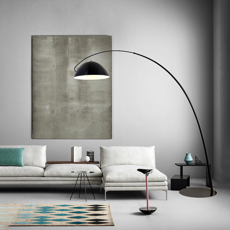 Linear/Capsule/Arch Floor Light Designer Metal Single-Bulb Living Room Standing Lamp in Black Black D Clearhalo 'Floor Lamps' 'Lamps' Lighting' 1983655