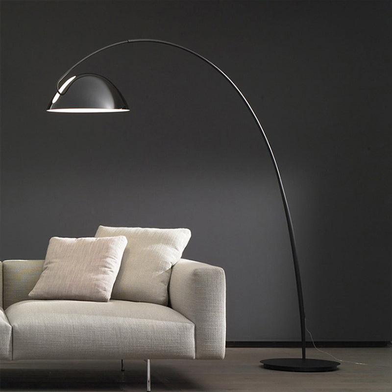 Linear/Capsule/Arch Floor Light Designer Metal Single-Bulb Living Room Standing Lamp in Black Clearhalo 'Floor Lamps' 'Lamps' Lighting' 1983656