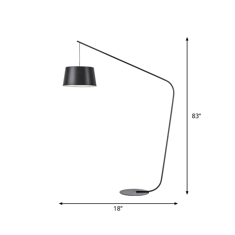 Linear/Capsule/Arch Floor Light Designer Metal Single-Bulb Living Room Standing Lamp in Black Clearhalo 'Floor Lamps' 'Lamps' Lighting' 1983663
