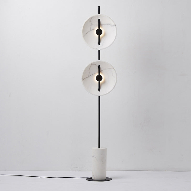 Designer Rotating Disc Floor Light Marble 2 Bulbs Sitting Room Stand Up ...