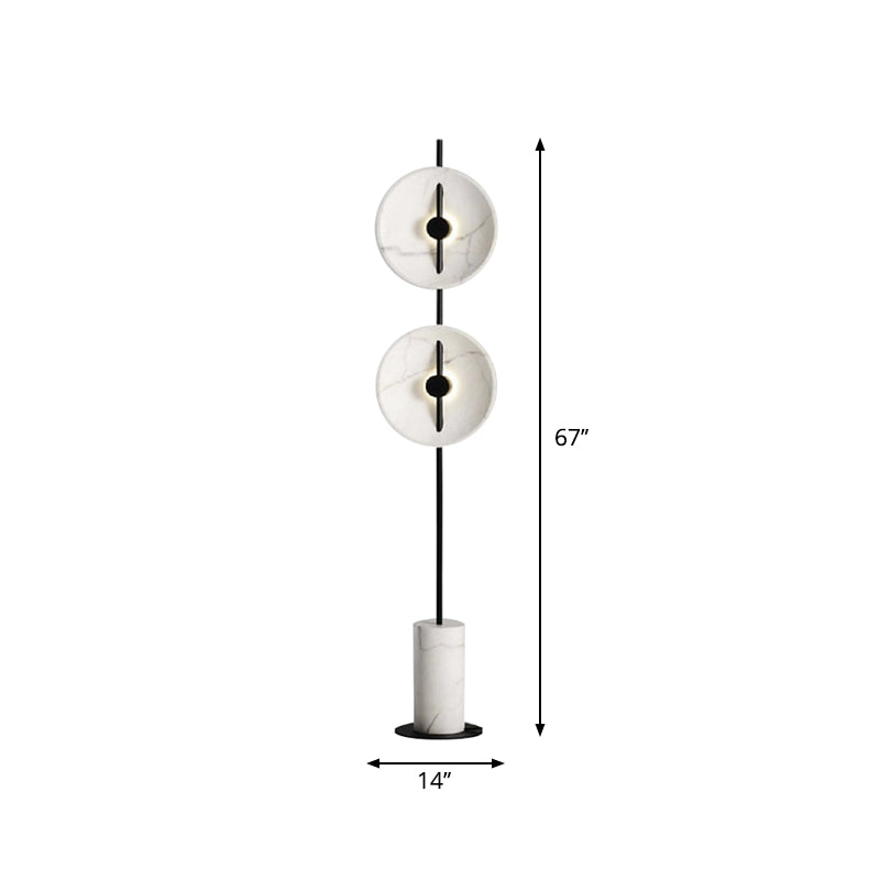 Designer Rotating Disc Floor Light Marble 2 Bulbs Sitting Room Stand Up ...