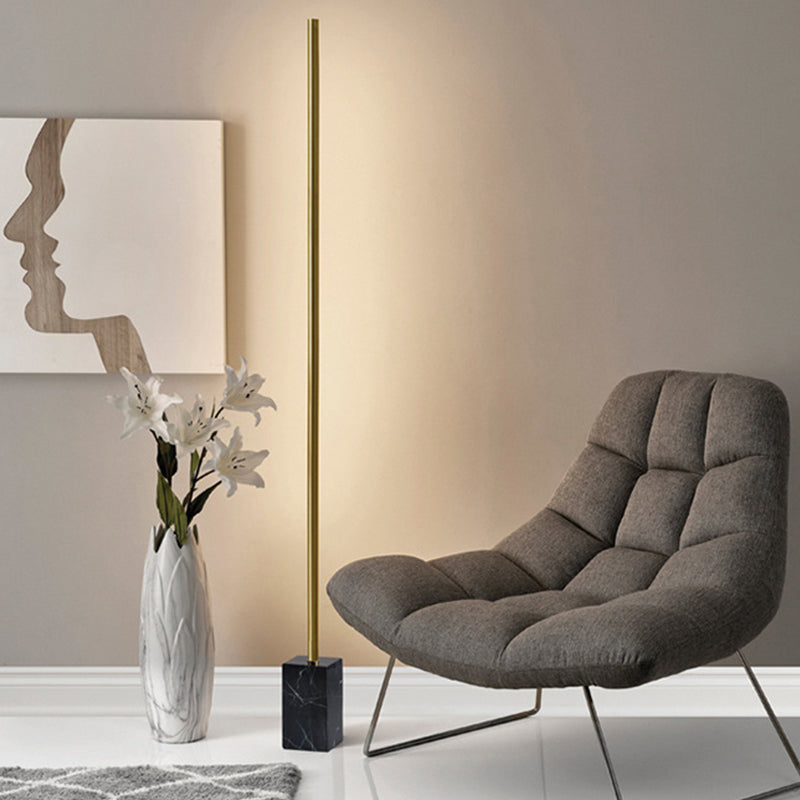 Bar-Shaped LED Floor Lamp Simplicity Marble Black/Gold Floor Standing Light for Living Room Gold Clearhalo 'Floor Lamps' 'Lamps' Lighting' 1983694