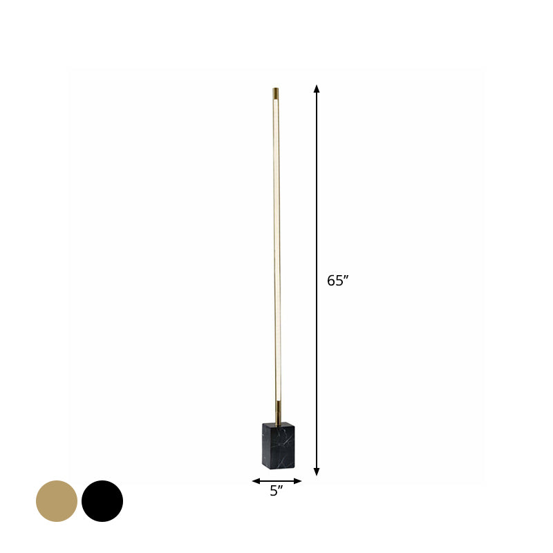 Bar-Shaped LED Floor Lamp Simplicity Marble Black/Gold Floor Standing Light for Living Room Clearhalo 'Floor Lamps' 'Lamps' Lighting' 1983698