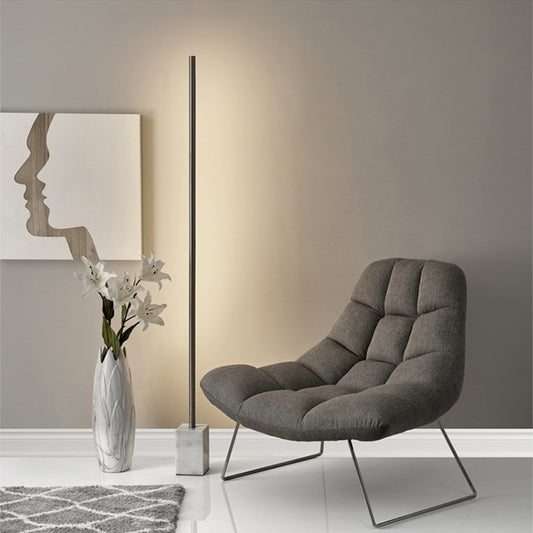 Bar-Shaped LED Floor Lamp Simplicity Marble Black/Gold Floor Standing Light for Living Room Black Clearhalo 'Floor Lamps' 'Lamps' Lighting' 1983699