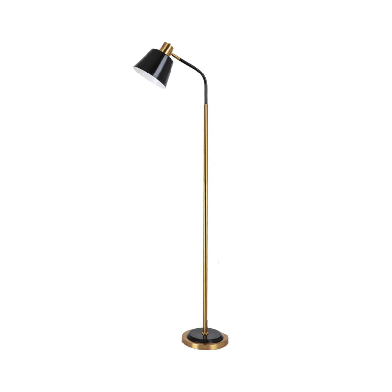 Conic Rotatable Reading Floor Light Nordic Metal 1 Bulb Living Room Floor Lamp in Black/White and Brass Clearhalo 'Floor Lamps' 'Lamps' Lighting' 1983713