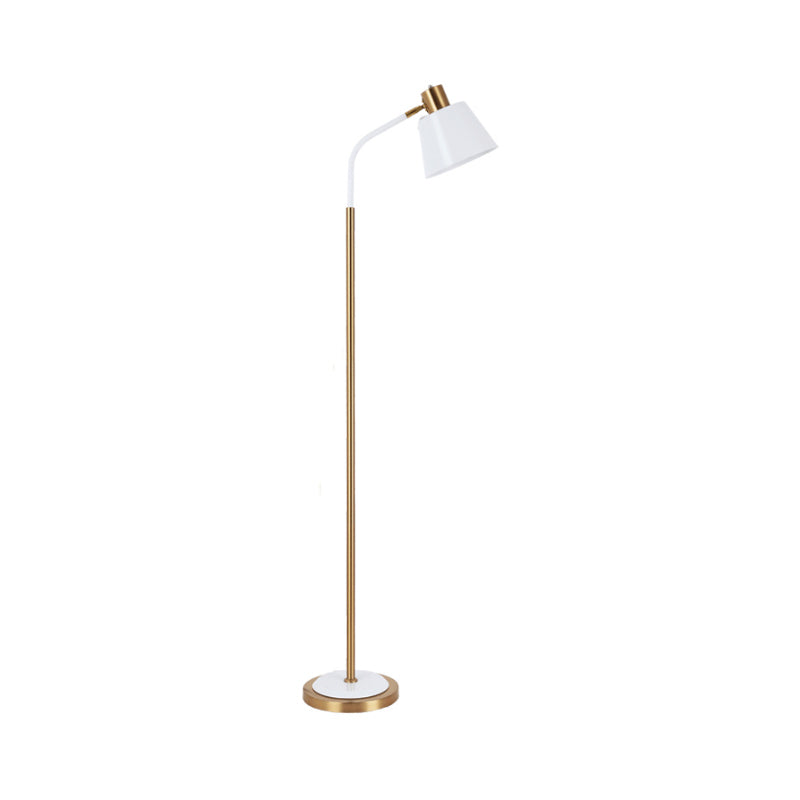 Conic Rotatable Reading Floor Light Nordic Metal 1 Bulb Living Room Floor Lamp in Black/White and Brass Clearhalo 'Floor Lamps' 'Lamps' Lighting' 1983718