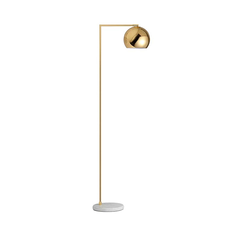 Arch/Right Angle Swivelable Floor Lighting Postmodern Metal 1-Light Gold Standing Lamp with Dome Shade Clearhalo 'Floor Lamps' 'Lamps' Lighting' 1983725