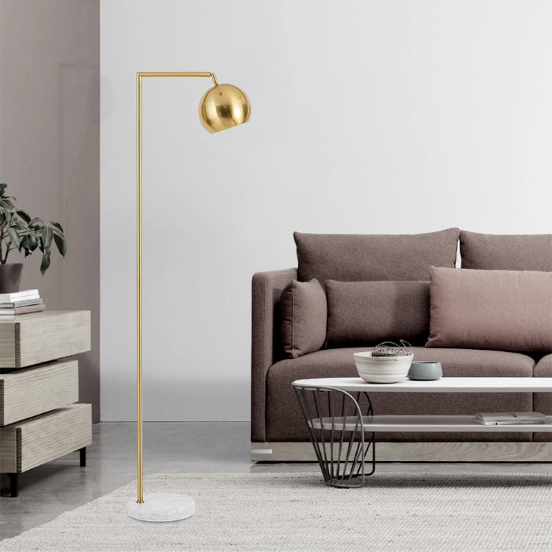 Arch/Right Angle Swivelable Floor Lighting Postmodern Metal 1-Light Gold Standing Lamp with Dome Shade Clearhalo 'Floor Lamps' 'Lamps' Lighting' 1983726