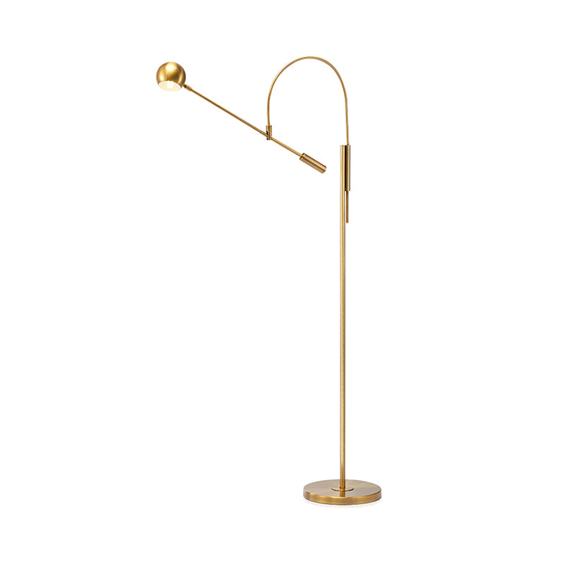 Arch/Right Angle Swivelable Floor Lighting Postmodern Metal 1-Light Gold Standing Lamp with Dome Shade Clearhalo 'Floor Lamps' 'Lamps' Lighting' 1983732