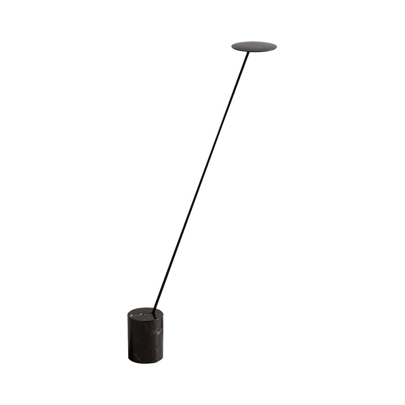 Black/White Circle Floor Lamp Minimalist Metal LED Standing Light with Stick Pole and Marble Base Clearhalo 'Floor Lamps' 'Lamps' Lighting' 1983737