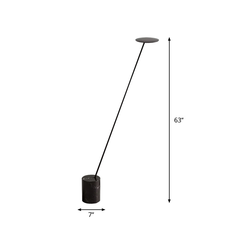 Black/White Circle Floor Lamp Minimalist Metal LED Standing Light with Stick Pole and Marble Base Clearhalo 'Floor Lamps' 'Lamps' Lighting' 1983738