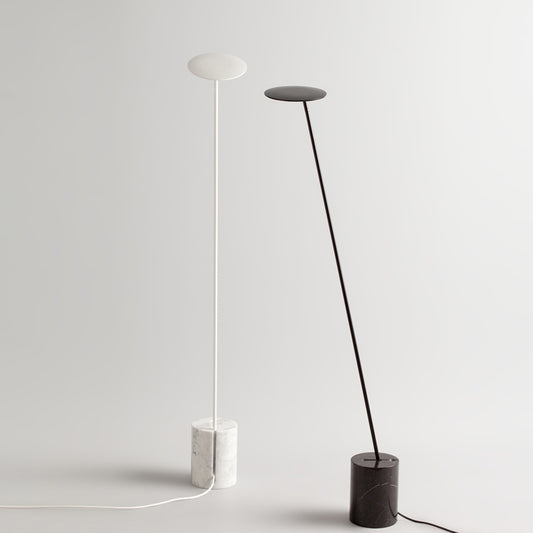 Black/White Circle Floor Lamp Minimalist Metal LED Standing Light with Stick Pole and Marble Base Clearhalo 'Floor Lamps' 'Lamps' Lighting' 1983740