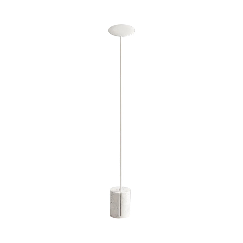Black/White Circle Floor Lamp Minimalist Metal LED Standing Light with Stick Pole and Marble Base Clearhalo 'Floor Lamps' 'Lamps' Lighting' 1983741